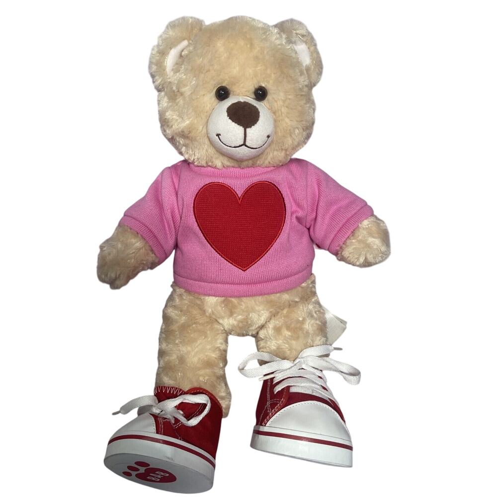 Build A Bear Workshop Classic Teddy Light Brown Plush, BAB Valentines, EUC